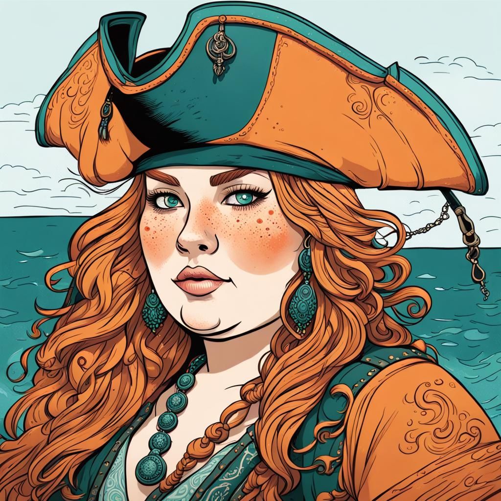 Female Pirate Portrait in Complementary Colors