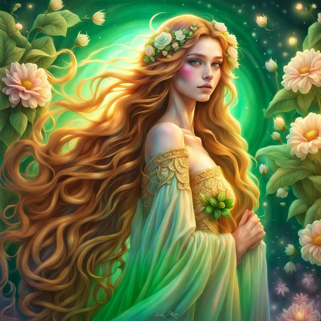 Mystical Princess Persephone with Golden Hair
