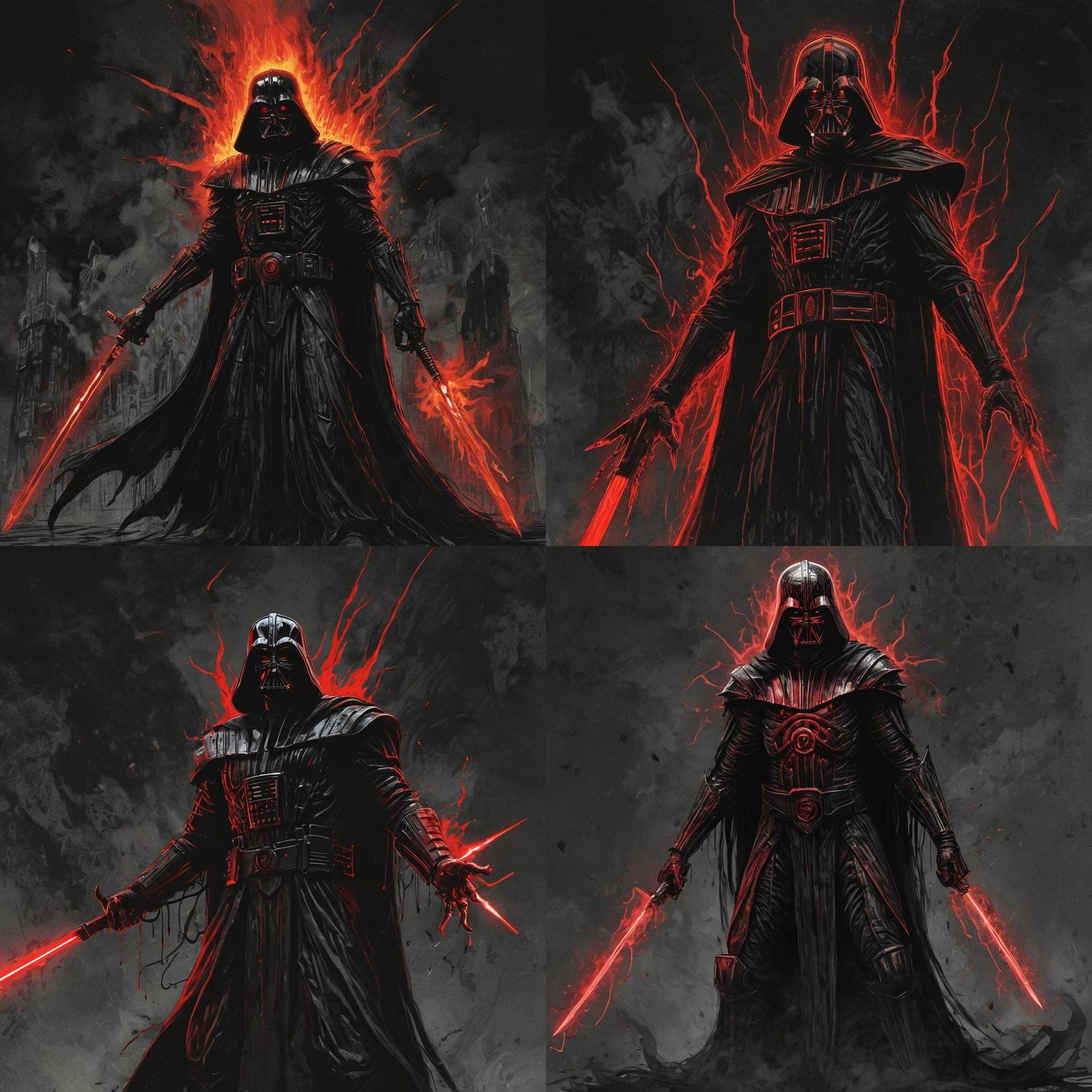 Demonic Sith, fire of darkness, #film portrayal of sinister, putrid vulgar Crimson Darth Inferno...