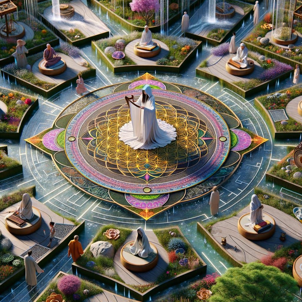 Zen Garden Mandala with Crystal Harp