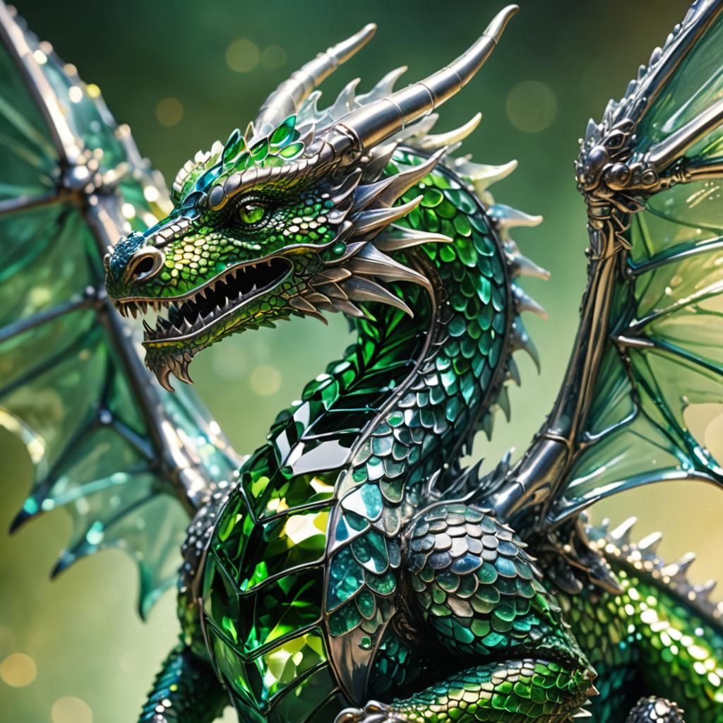 Enamel Glass Dragon Figurine Fantasy Art