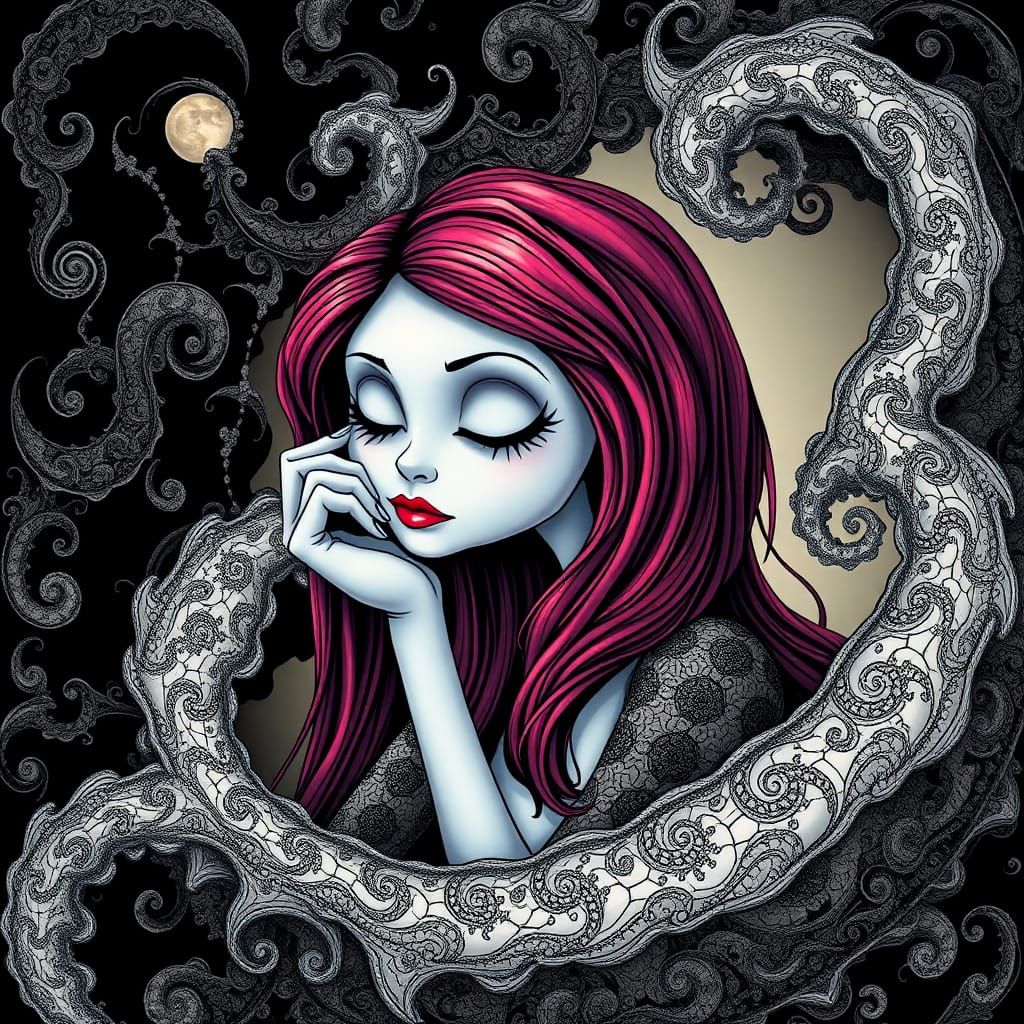 Sally Contemplates Fractals: A Zentangle-Escher Dream