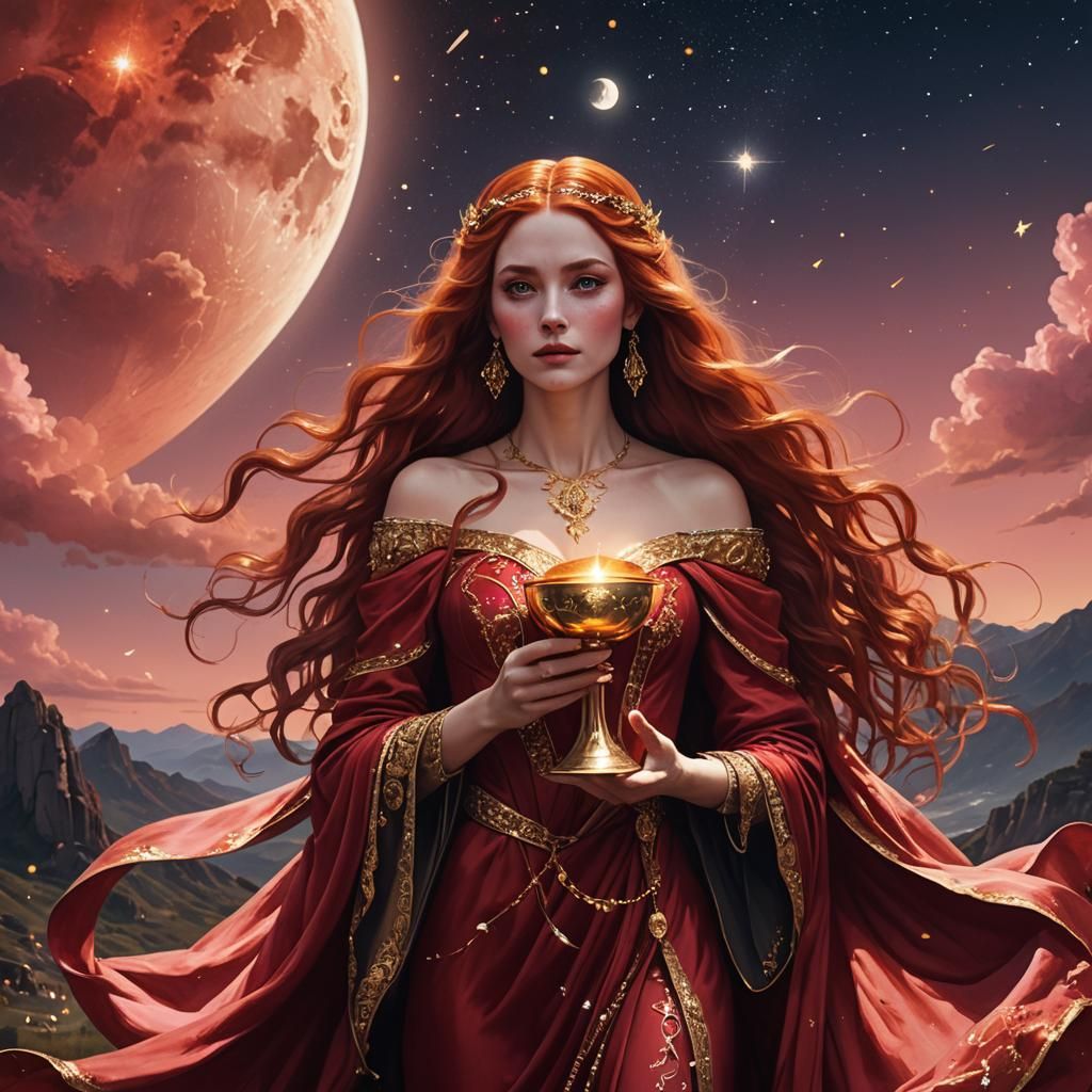 Goddess with Chalice in Art Nouveau Style