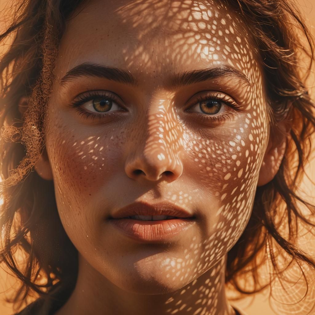 Dramatic Portrait of Woman in Orange Sunlight