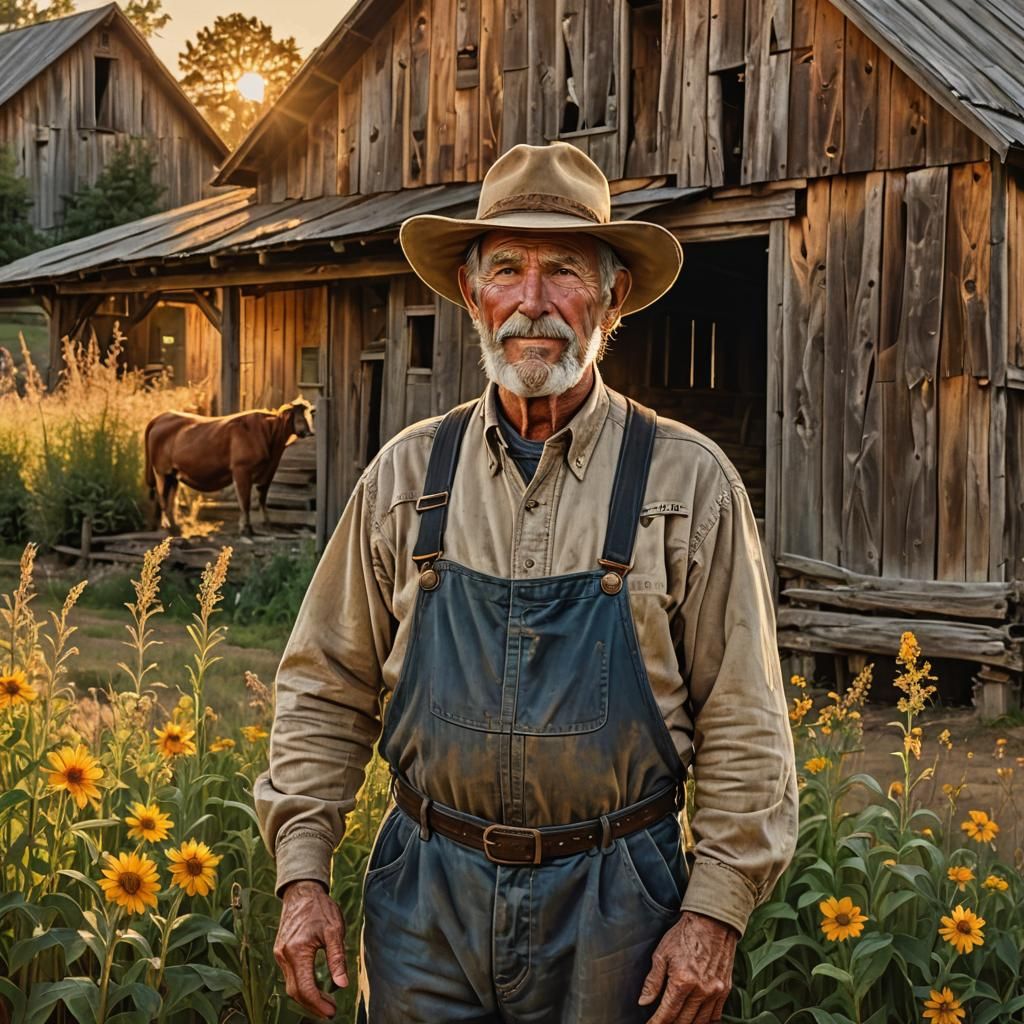 Hyperrealistic Portrait of Old MacDonald on His Farm