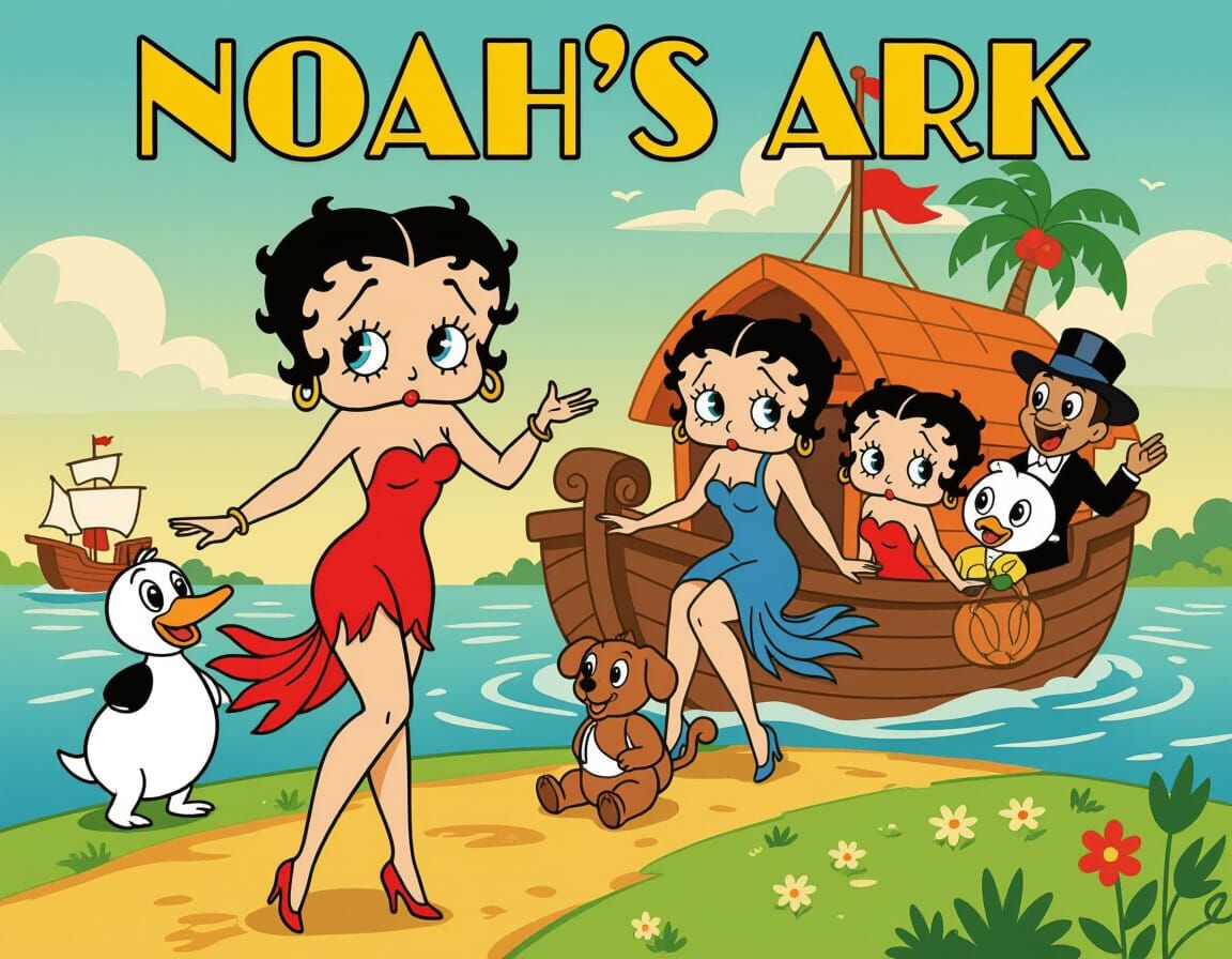 Vibrant 2D Cartoon Characters in 1930s Style