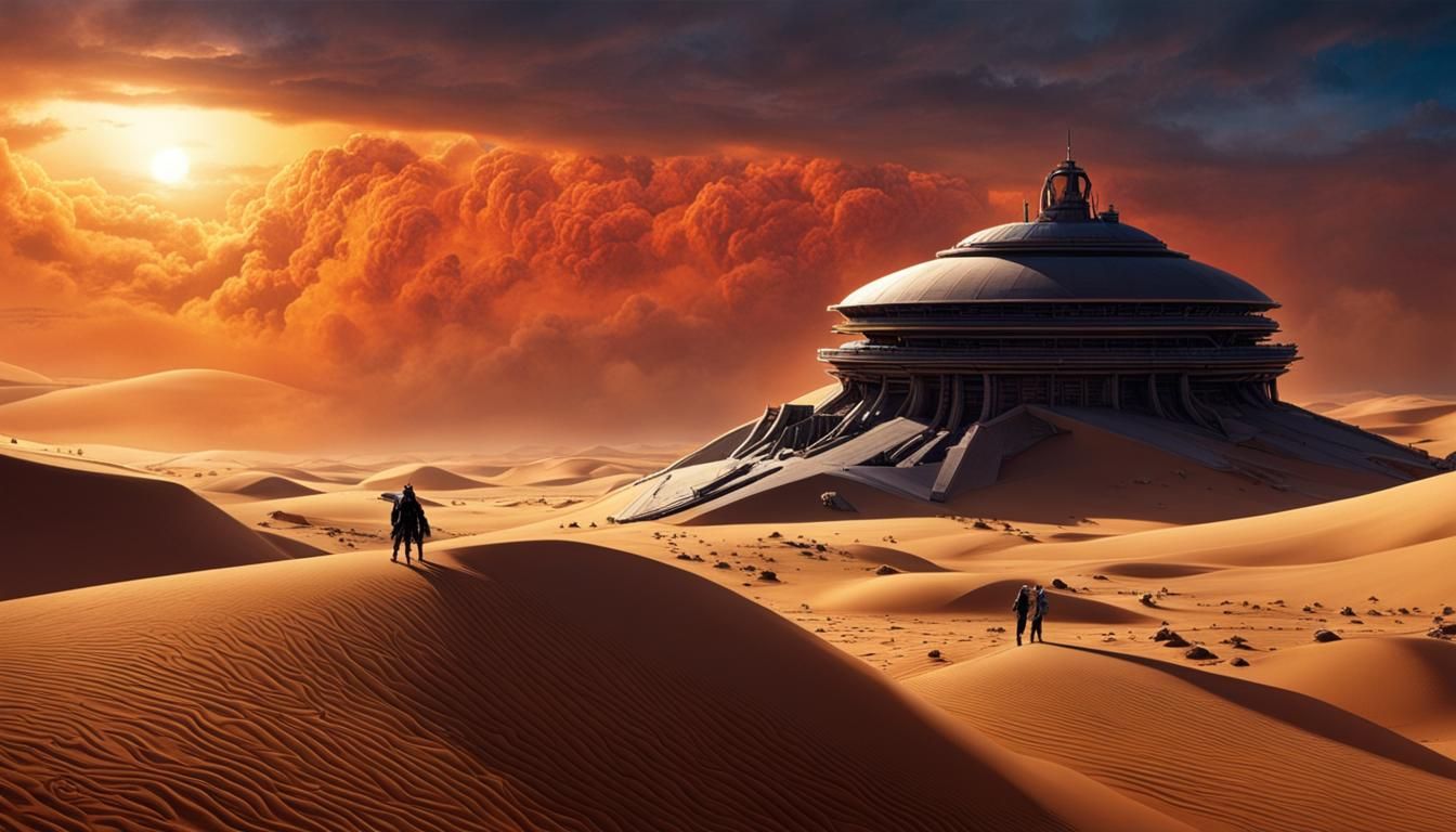 Dune Inspired Sci-Fi Art with Dramatic Lighting