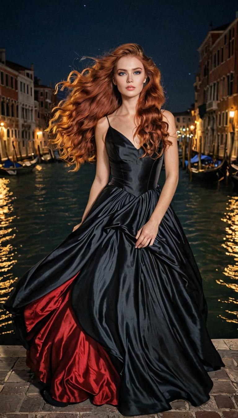 Irish Woman with Flowing Red Hair and Celtic Jewels