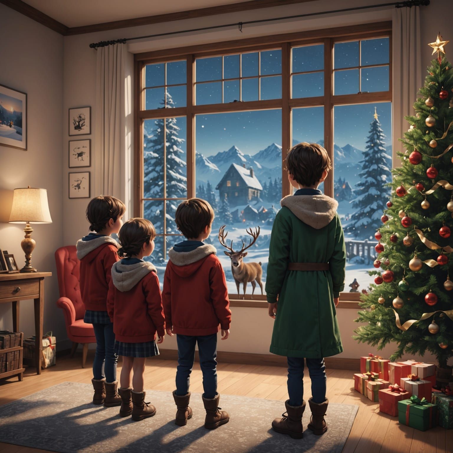 Christmas Eve Vigilance in Vibrant Anime Style