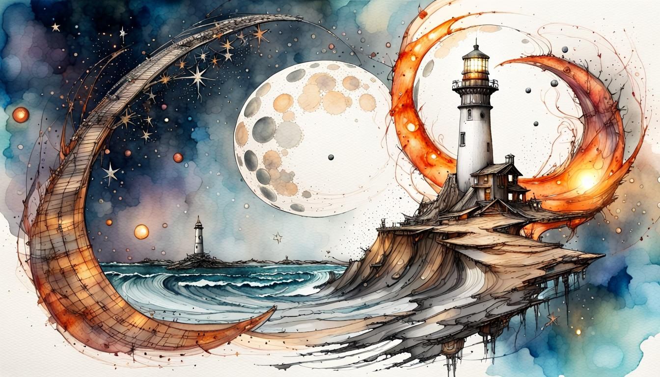 Claymotion Lighthouse on the Moon in Outer Space