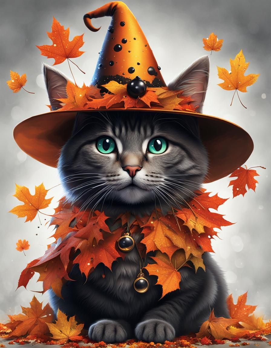 Halloween Cat Collage Drawing in 8k