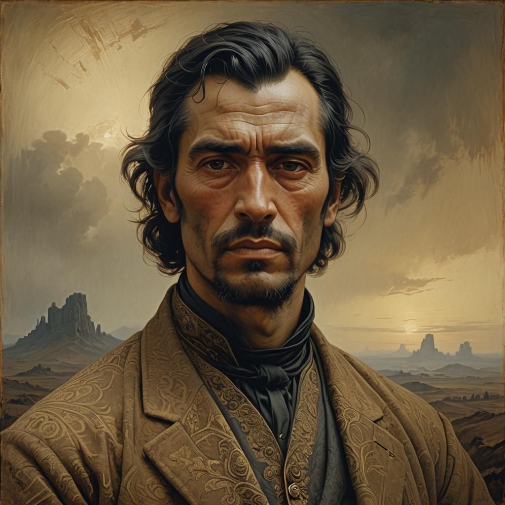 Historical Portrait of Chilean Man in Matte Painting Style