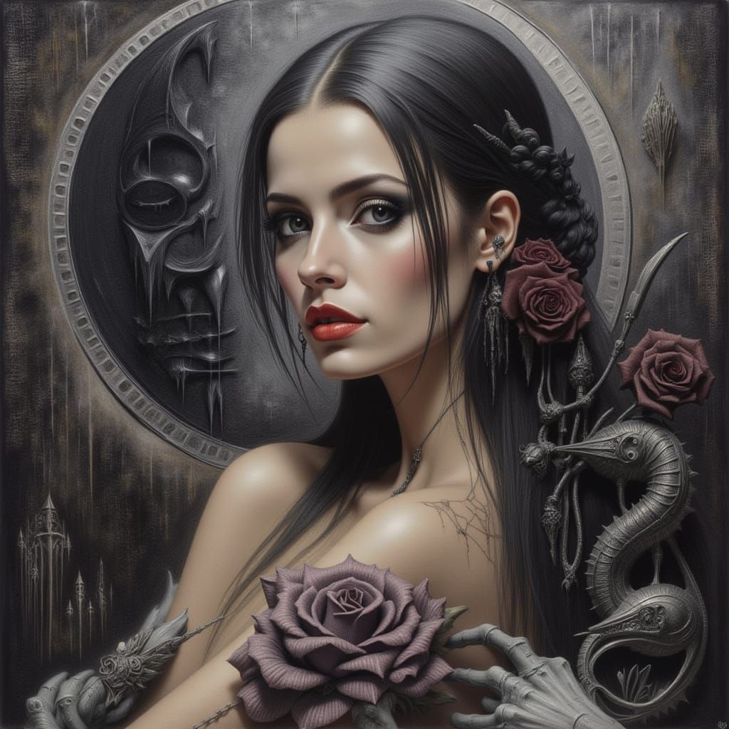 Beautiful Woman Portrait in Fantasy Gothic Style