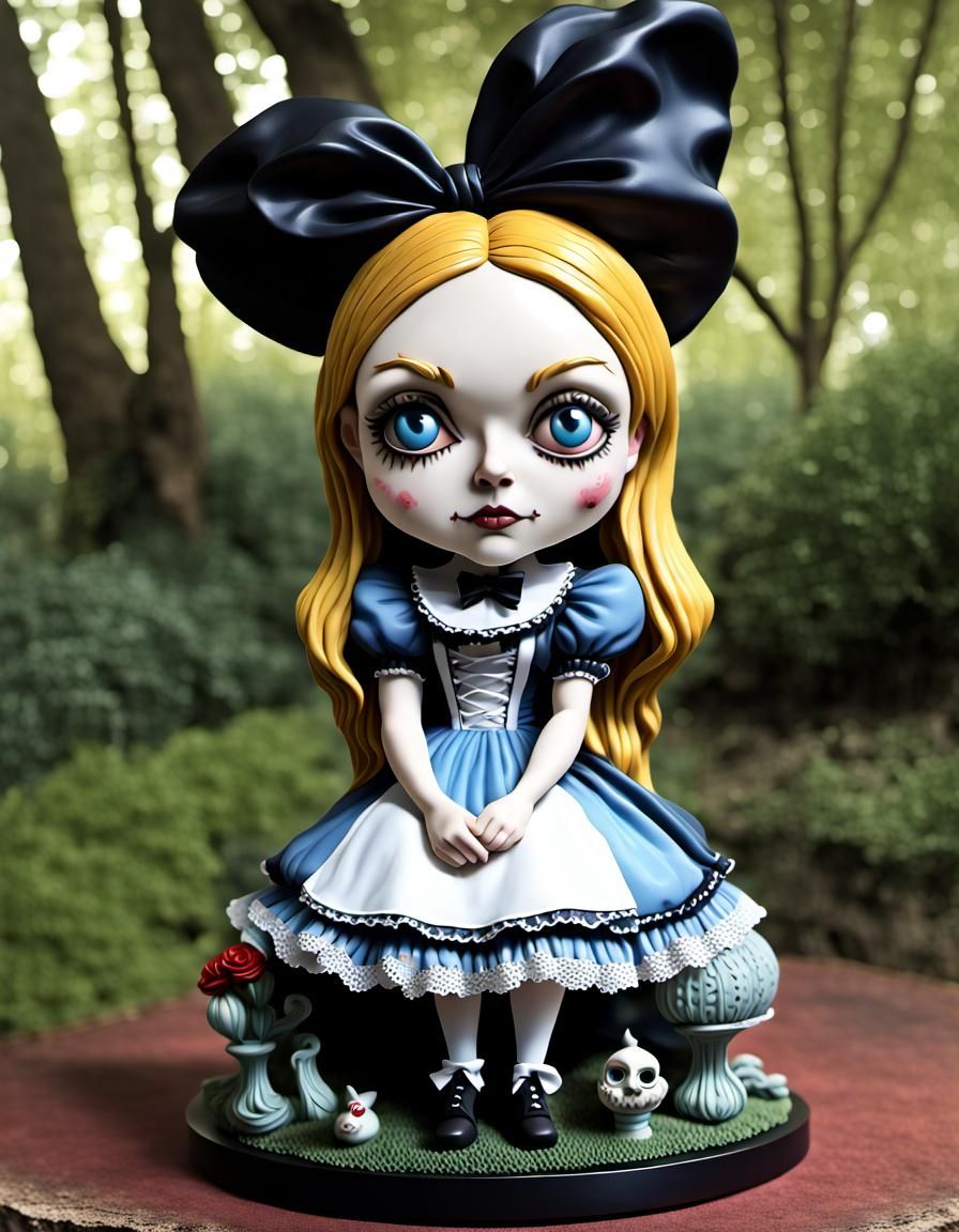 Gothic Alice in Wonderland Bobblehead in Exquisite Detail