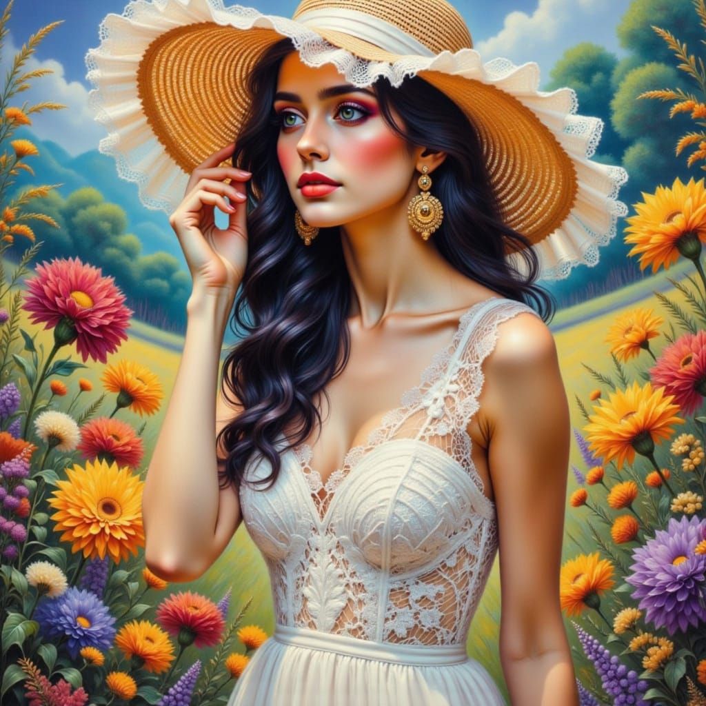 Vibrant Garden Scene in Hyperrealistic Splash Art Style