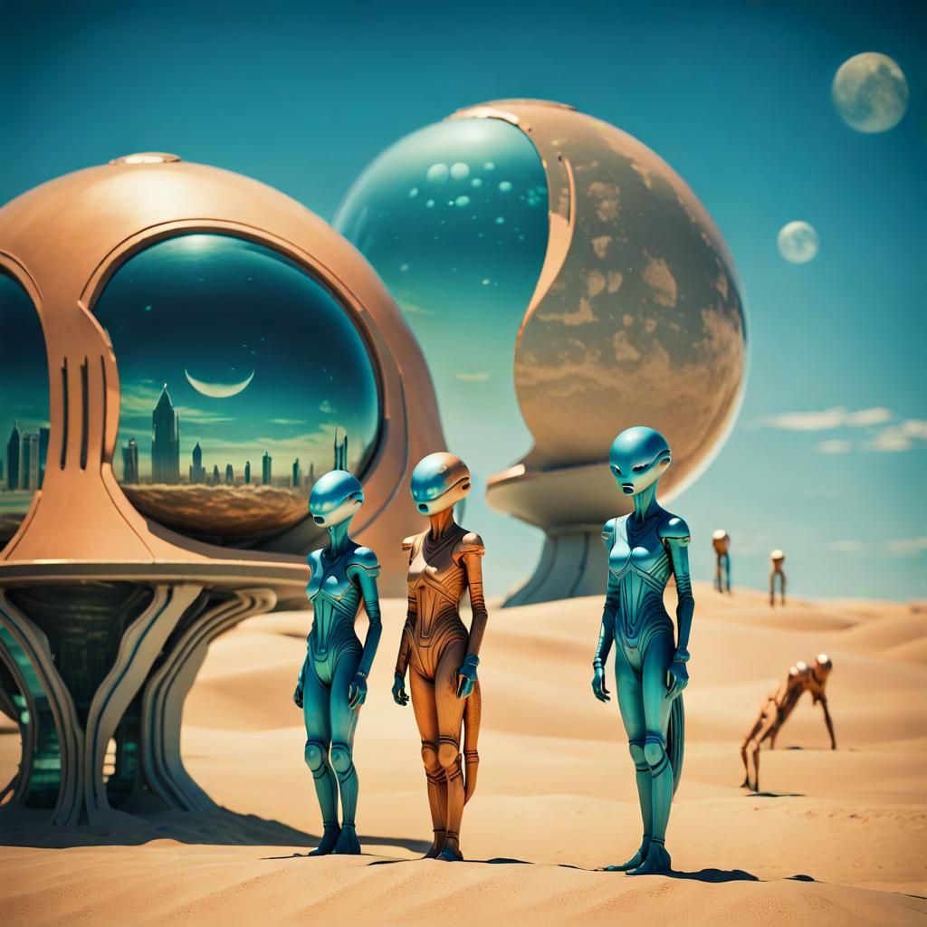 Elegant Aliens on a Futuristic Alien Planet