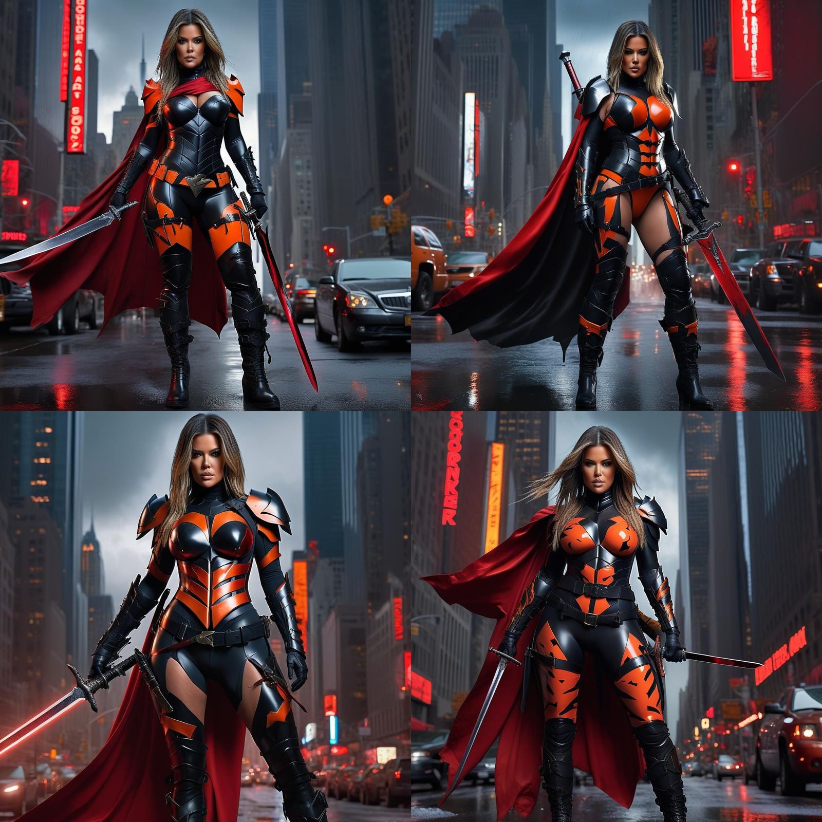 Woman in Deathstroke Armor in New York, Digital Art