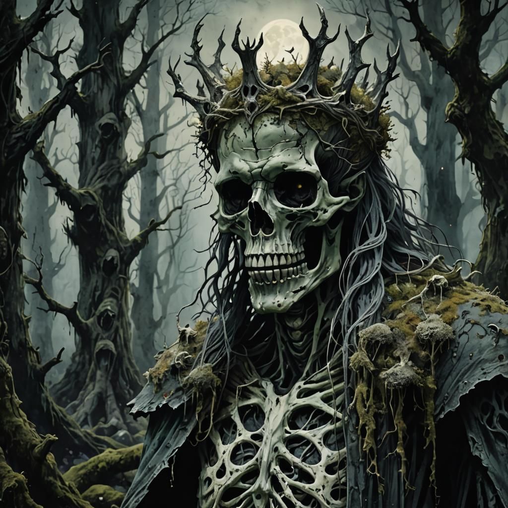 Lichen Lich in Dark Forest: Gothic Horror Art