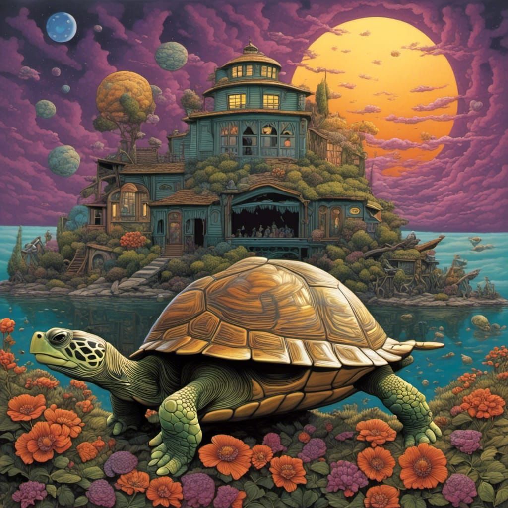 in the shadow of the moon, terrapin station, (eclipse:1.4),  (terrapins:1.3) , trains <lora:Turtle Land 1:1.0>
