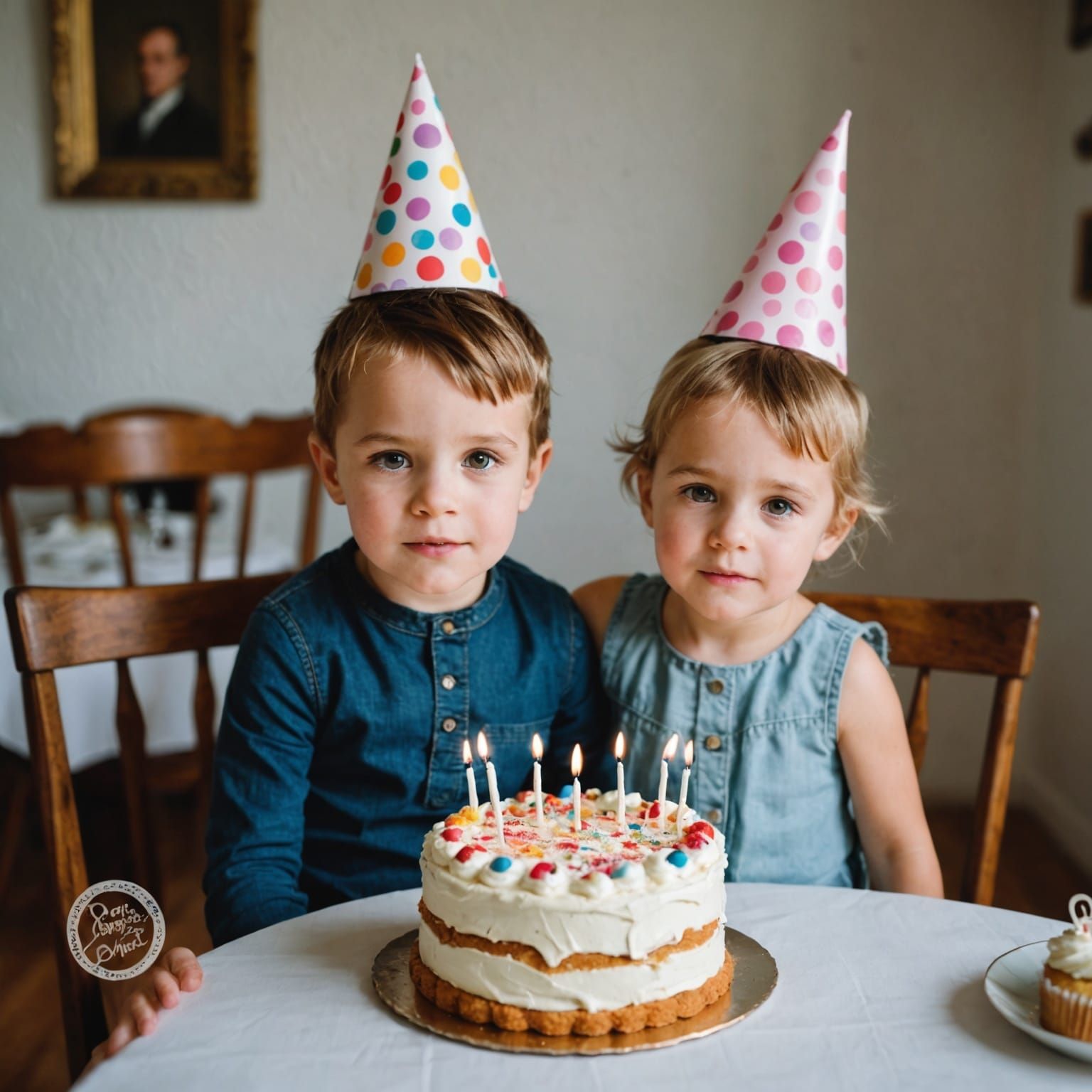 Twins Arguing Over Cake