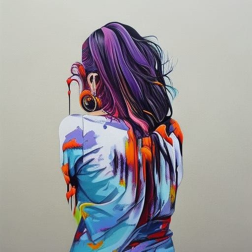 Sad Girl in Graffiti Street Art Style