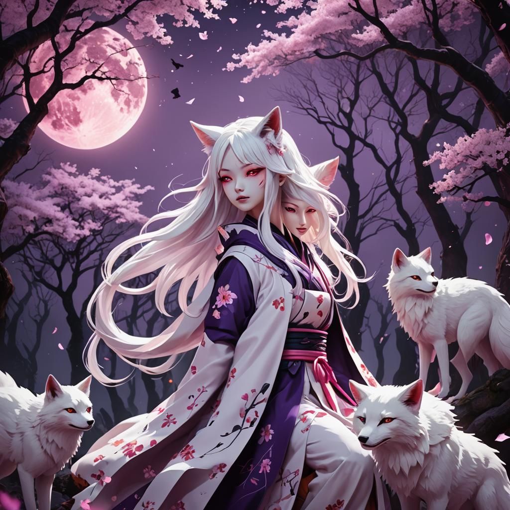 Kitsune Spirit Possesses Girl in Mystical Forest