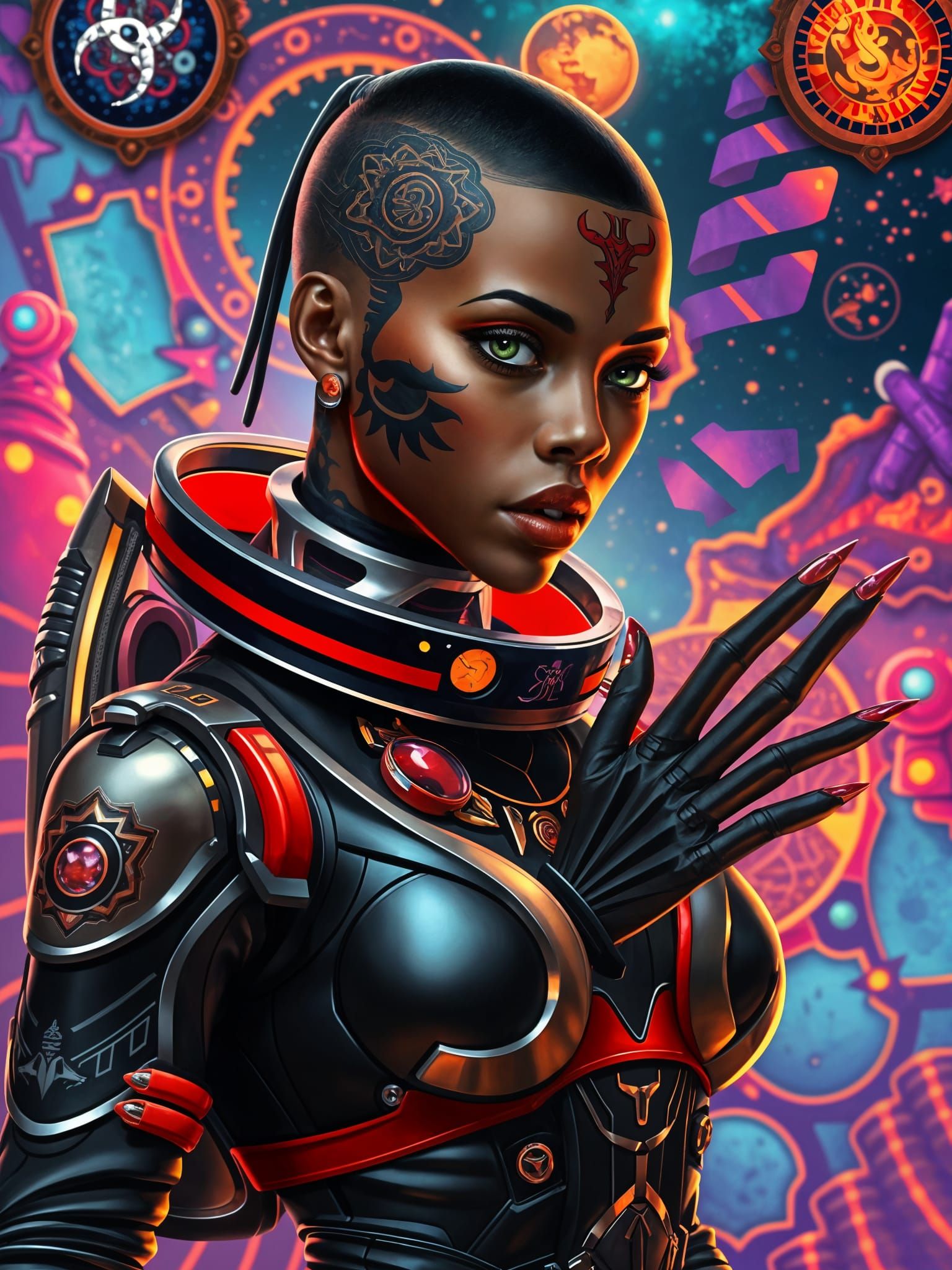 Afrofuturist Woman with Third Hand Digital Painting