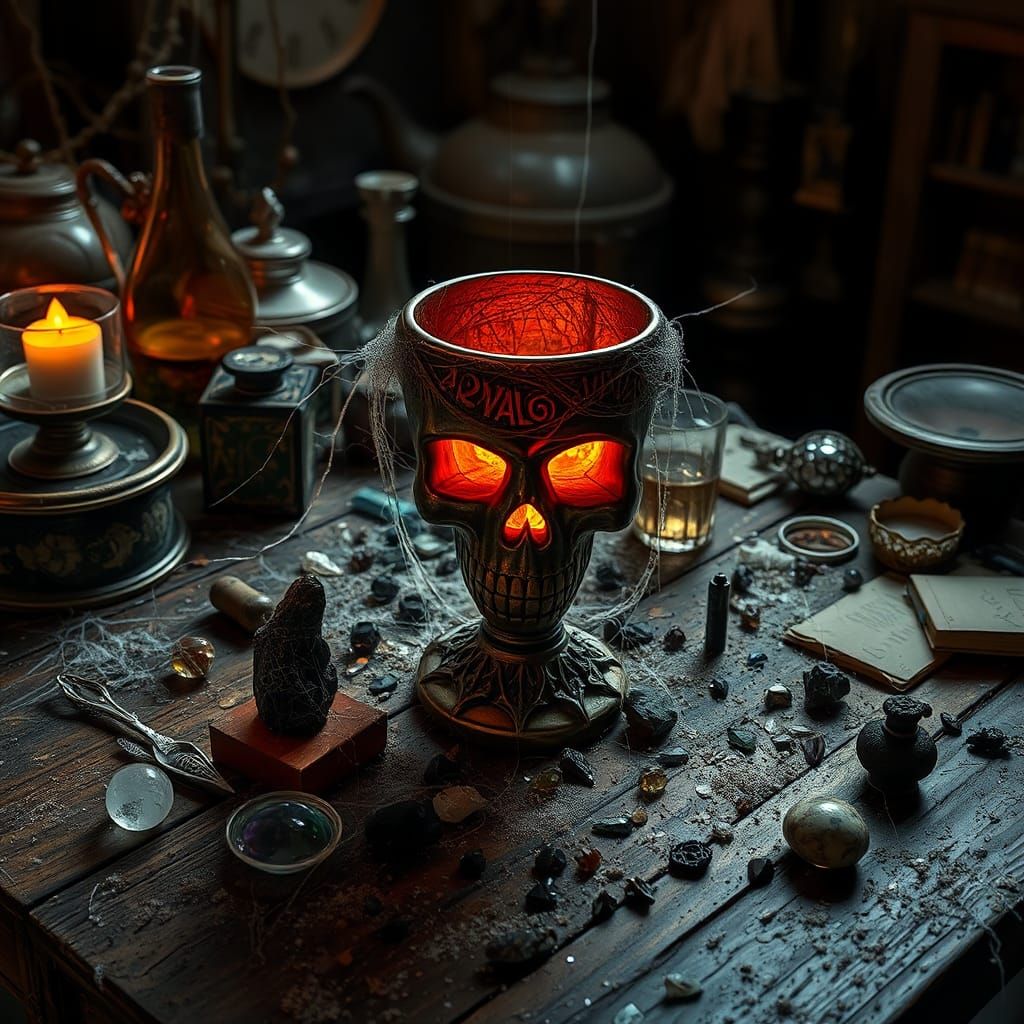 Cursed Skull Goblet Glowing with Dark Energy