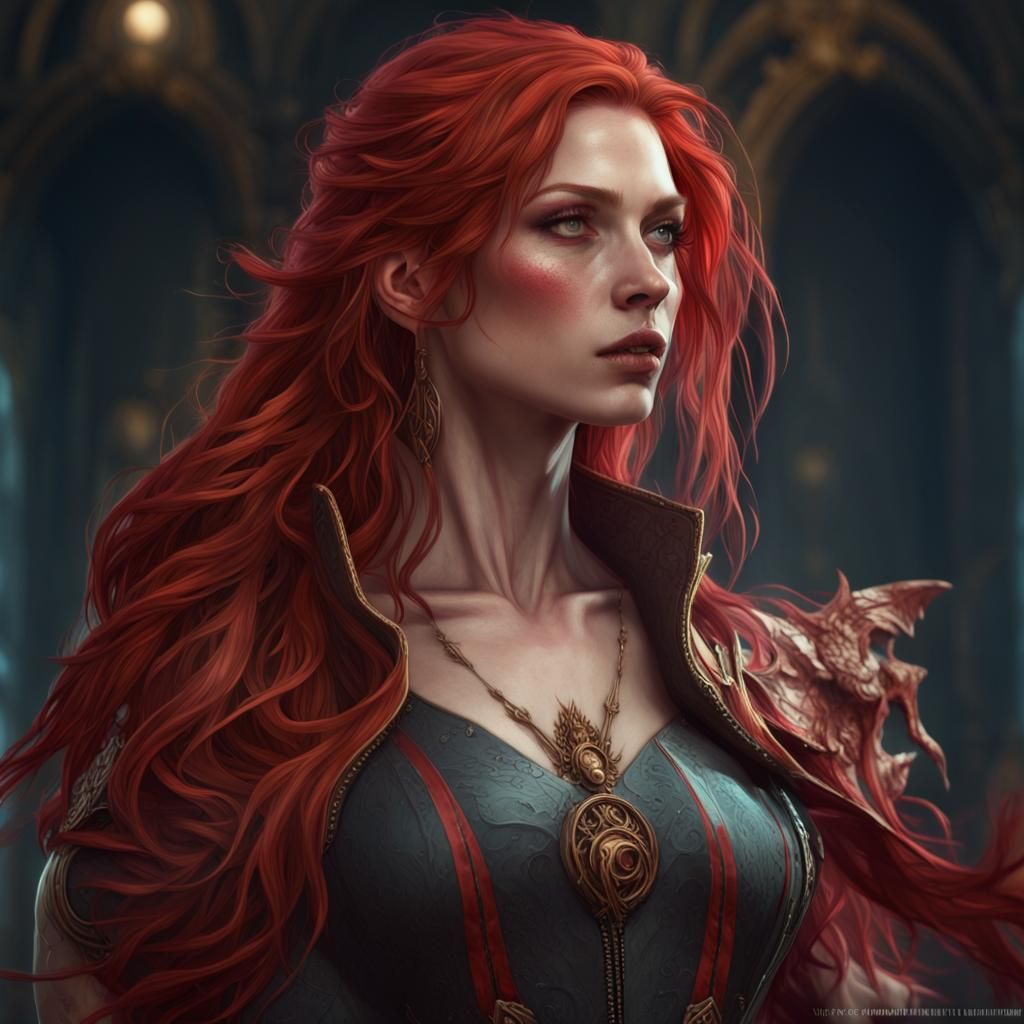 Blood Witch Portrait in Detailed Fantasy Style