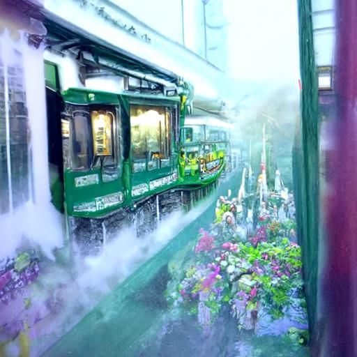Nippori Station Departure: Ethereal Fantasy in Kinkade Style