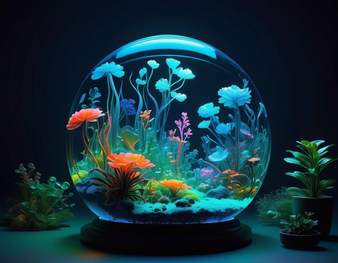 Glowing, Iridescent Terrarium Radiates Otherworldly Aura