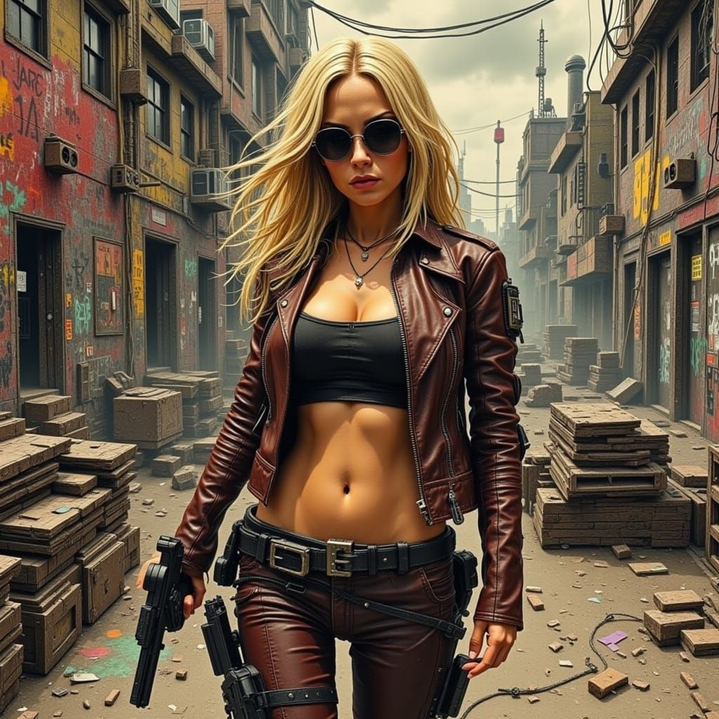 Undercover Cop in Graffiti City with Ray Gun