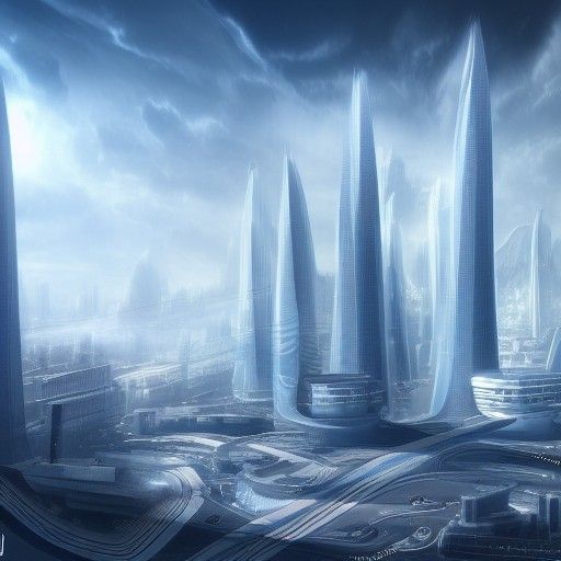 Futuristic City in the Clouds: Detailed Matte Painting