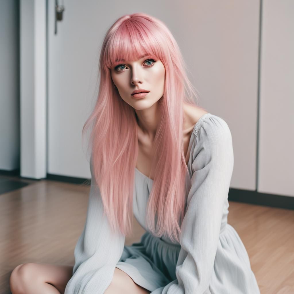Pastel Pink Hair Portrait of Russian Girl in 4K