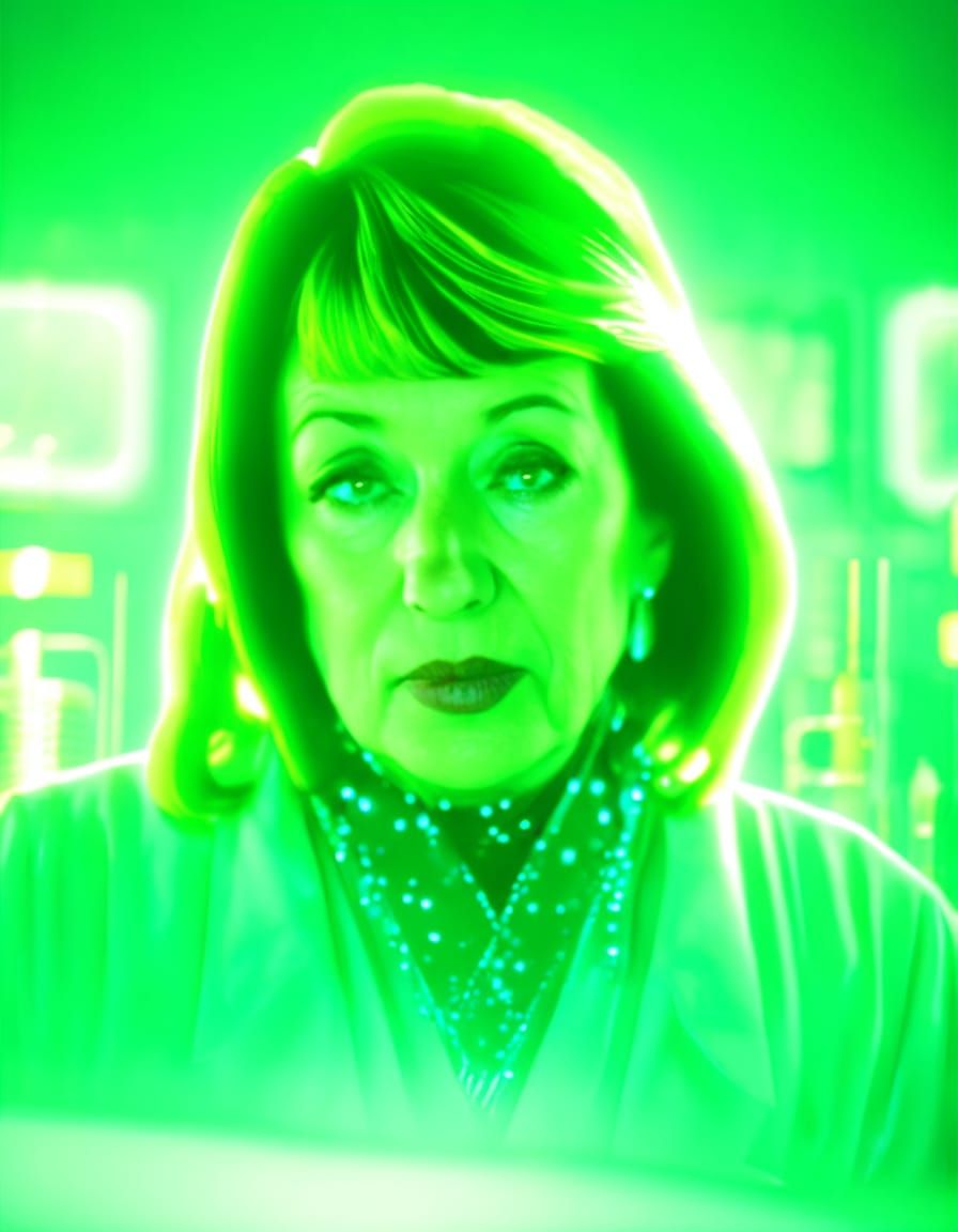 Woman Contemplates Ideas in a Gleaming Laboratory