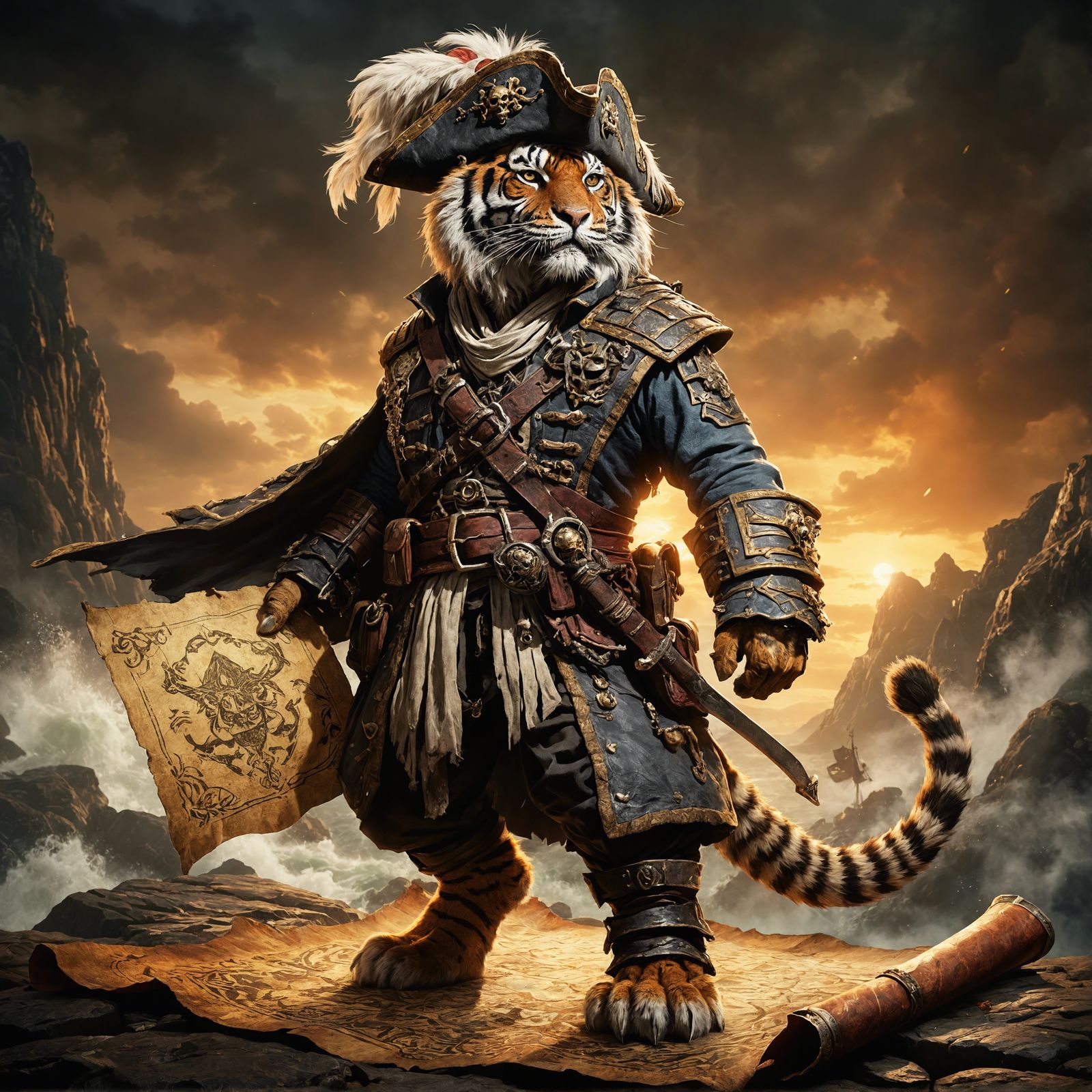 Tiger Pirate in a Dungeons and Dragons World