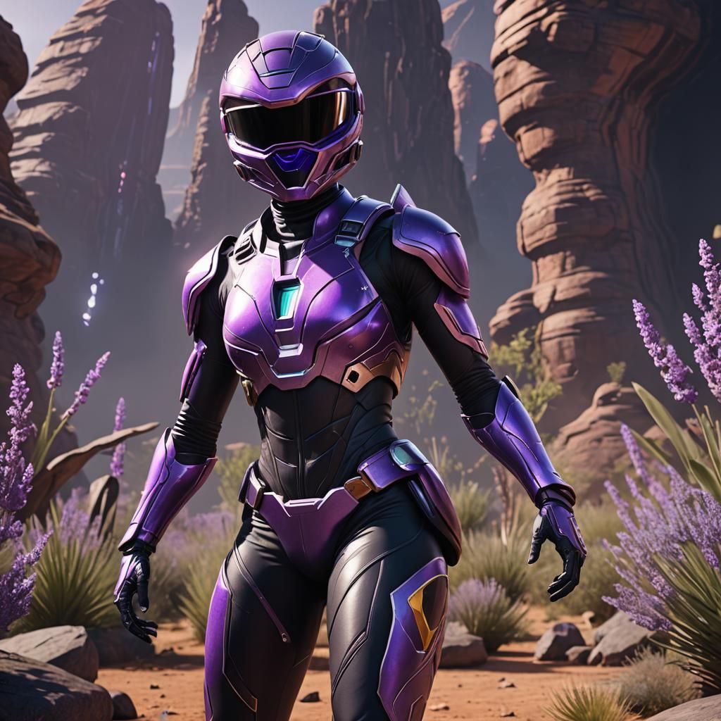 Curvy Black Space Ranger in 3D Cinematic Style
