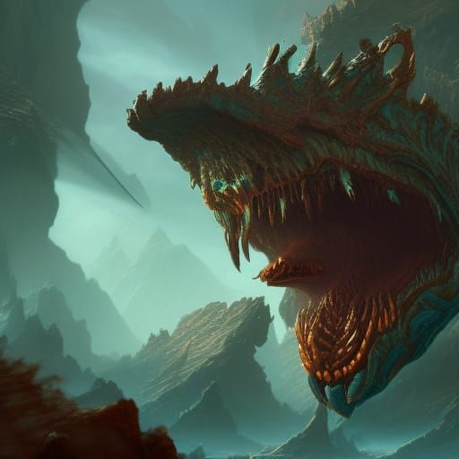Detailed Titan Maw Fantasy Concept Art