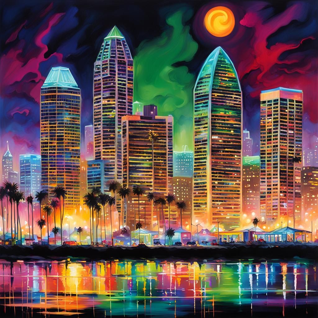 San Diego at Night: Graffiti Art and Neon Lights