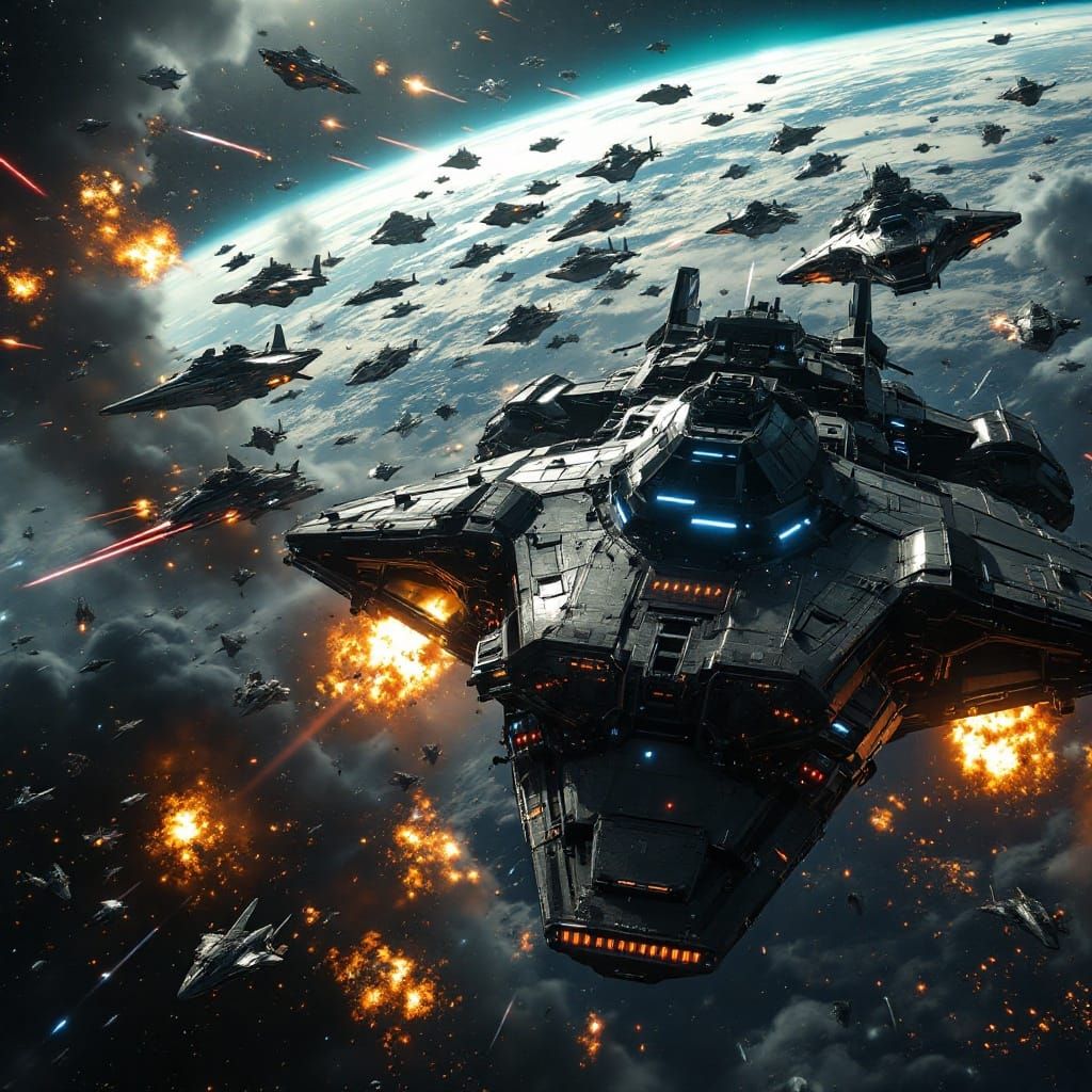 Epic Space Battle Between Galactic Empire and Earth Fleets