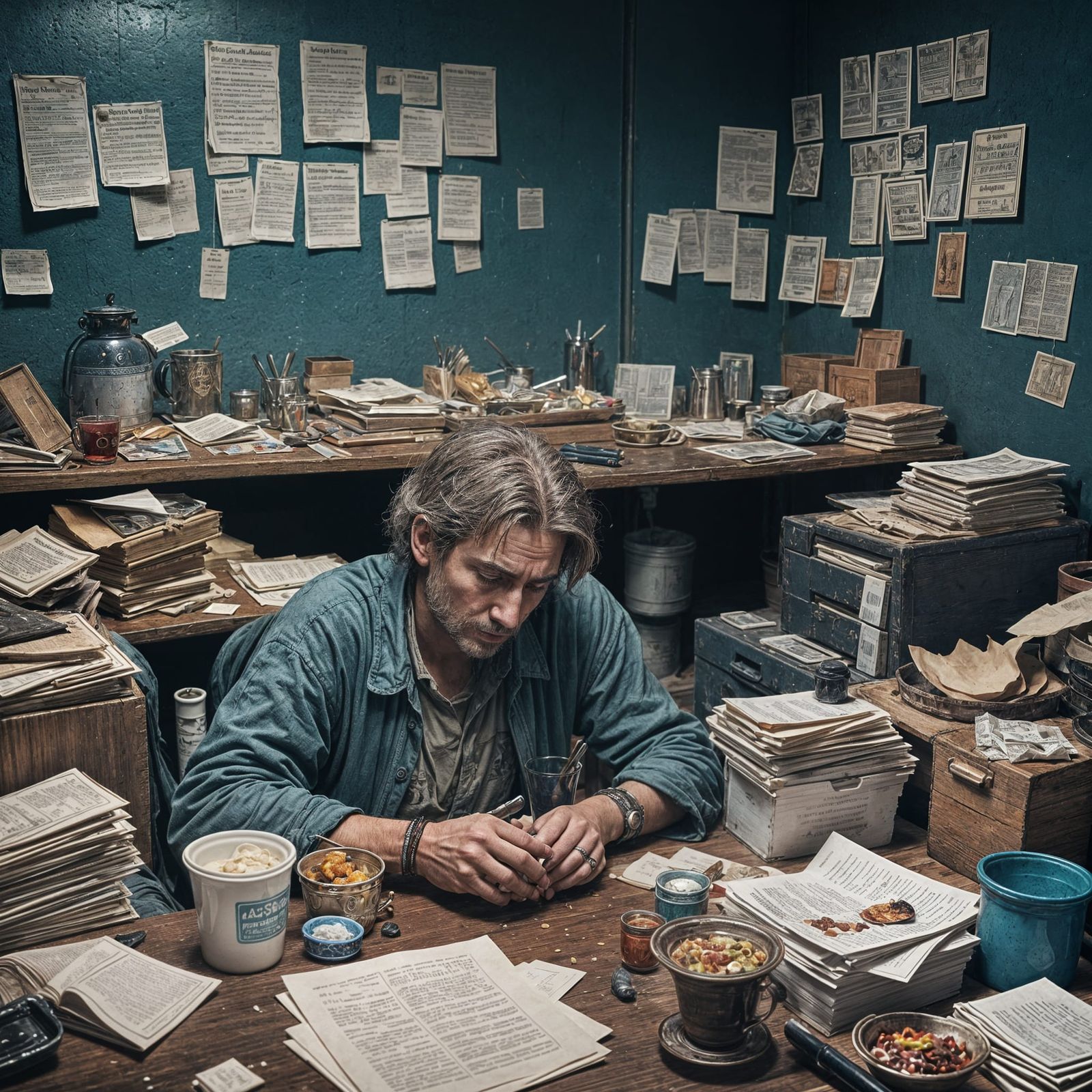 Distressed Worker: Detailed Matte Painting in Deep Color