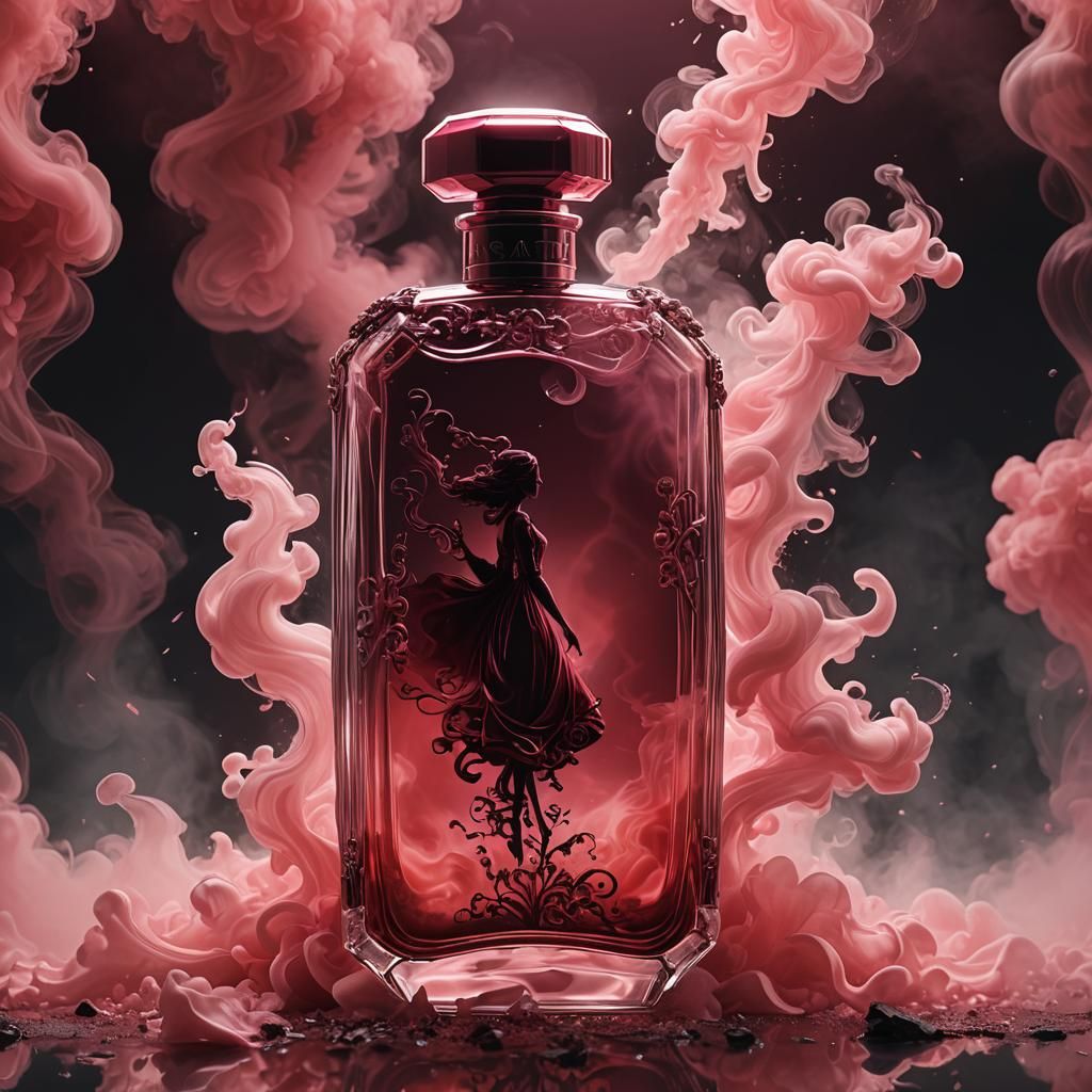 Fantasy Perfume Bottle with Smoky Girl Silhouette