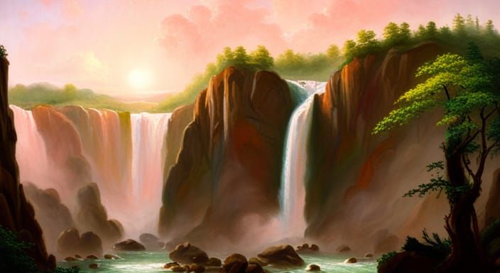 Nabegataki Falls: Hudson River School Landscape