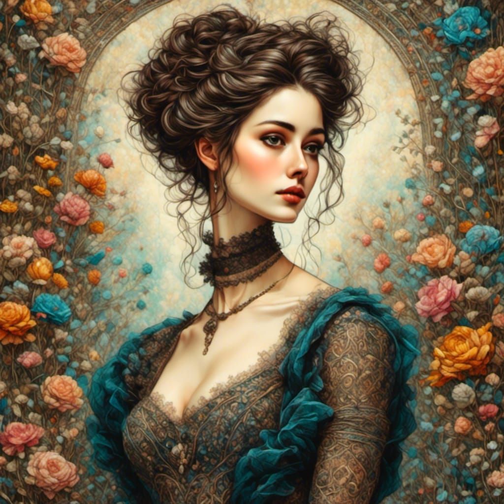 Victorian Lady Portrait in Oil Painting Style