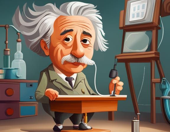 Hyperrealistic Toddler Einstein in Laboratory, Oil Painting