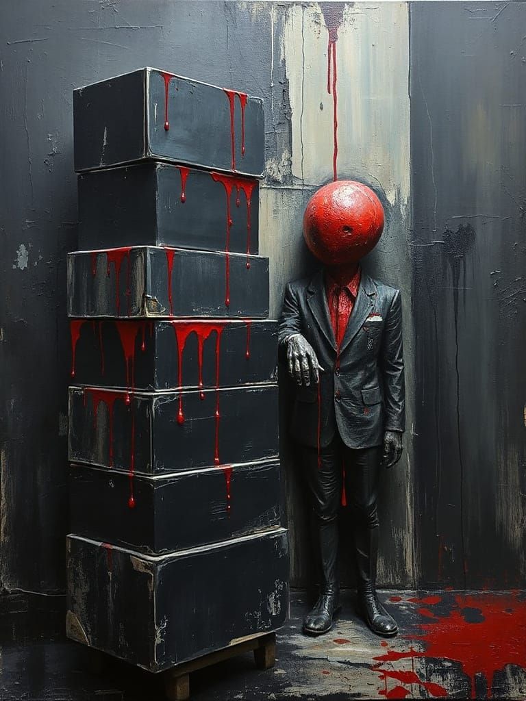 Abstract Forms Evoking Power and Loss in Textured Style