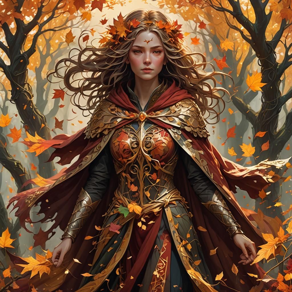 Autumn Personified as Art Nouveau Fantasy Character