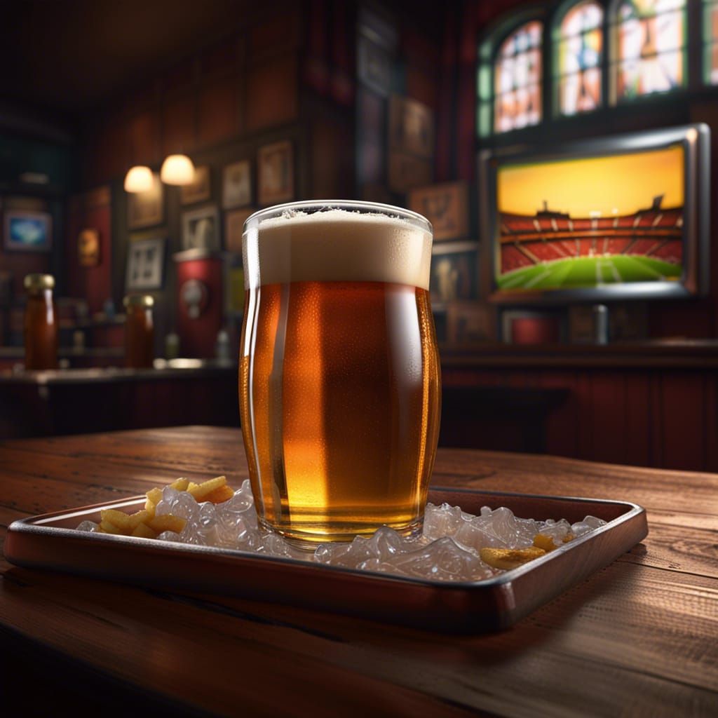 Pub Scene with Beer and Football in 8K