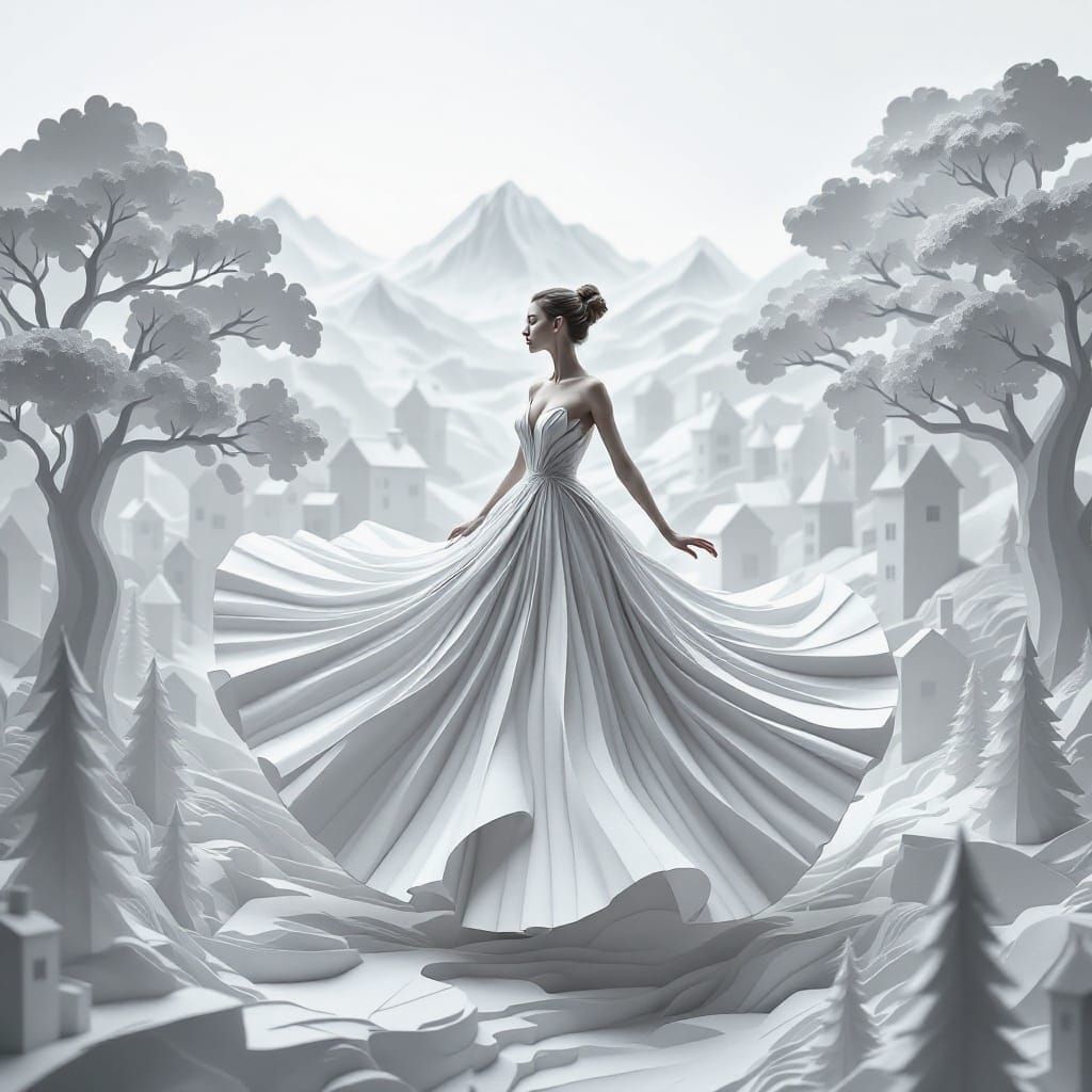 Origami Bride Dances in Paper Wonderland