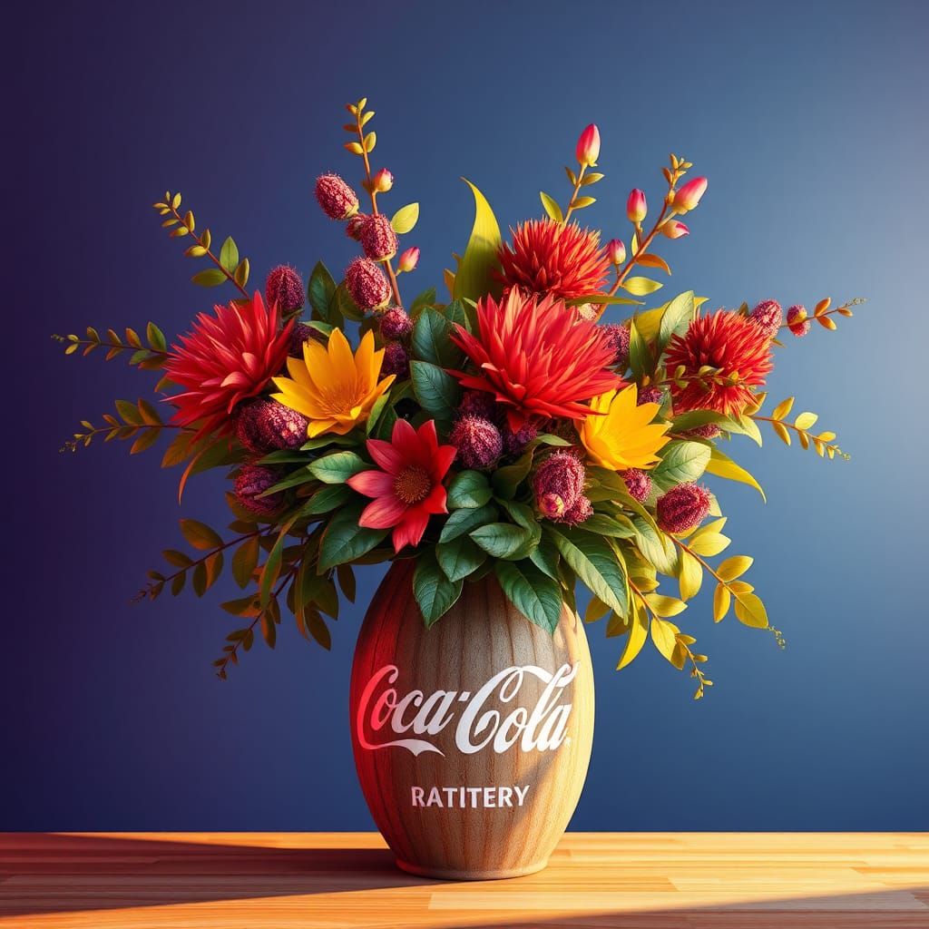 Banksia and Waratah in Coca-Cola Vase